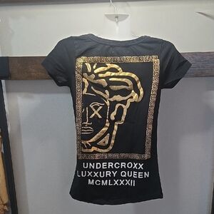 Medusa Tears Undercroxx Luxxury Queen Black and Gold Graphic Tee